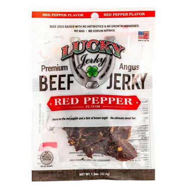 Sale Close Dated | Red Pepper Beef Jerky | 1.5 oz. Bag | Black Pepper With Hint Of Brown Sugar | Tender | Expertly Cut, Trimmed, & Seasoned | All Natural | Nebraska Jerky | Perfect Everyday Snack